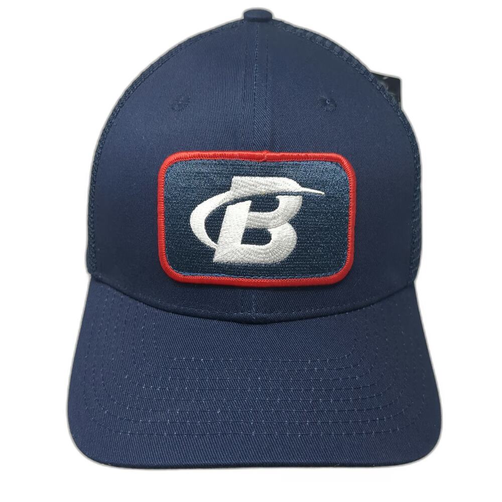 Bodybuilding Trucker Hat Blue One Size Mesh Back Snapback Patch Logo Gym Cap